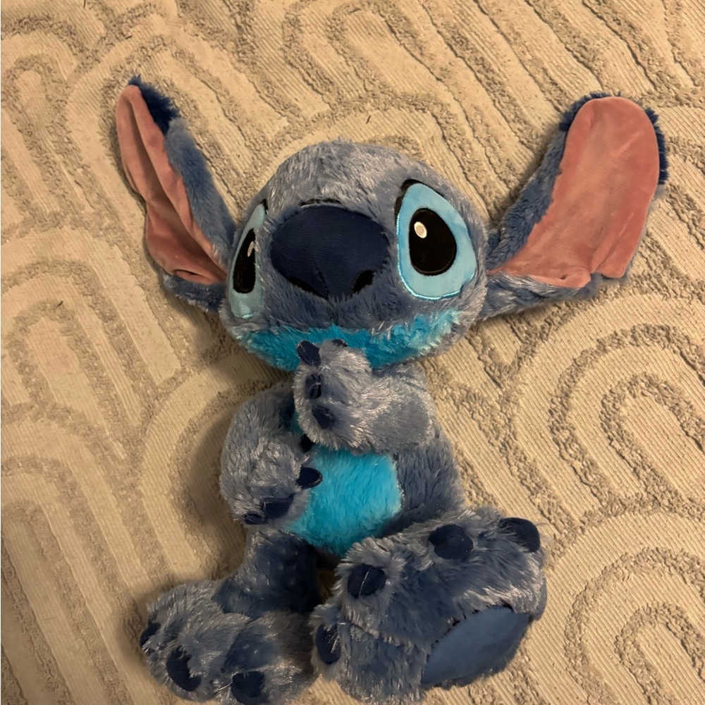 Blue Stitch Stuffed Animal with Large Ears and Fuzzy Texture
